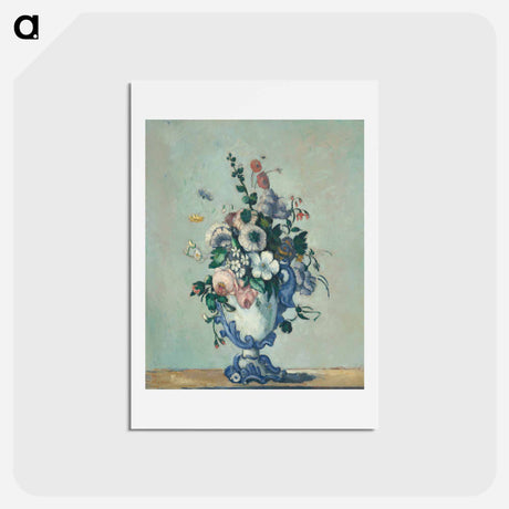 アートポストカード-Flowers in a Rococo Vase - ポール セザンヌ Postcard.
