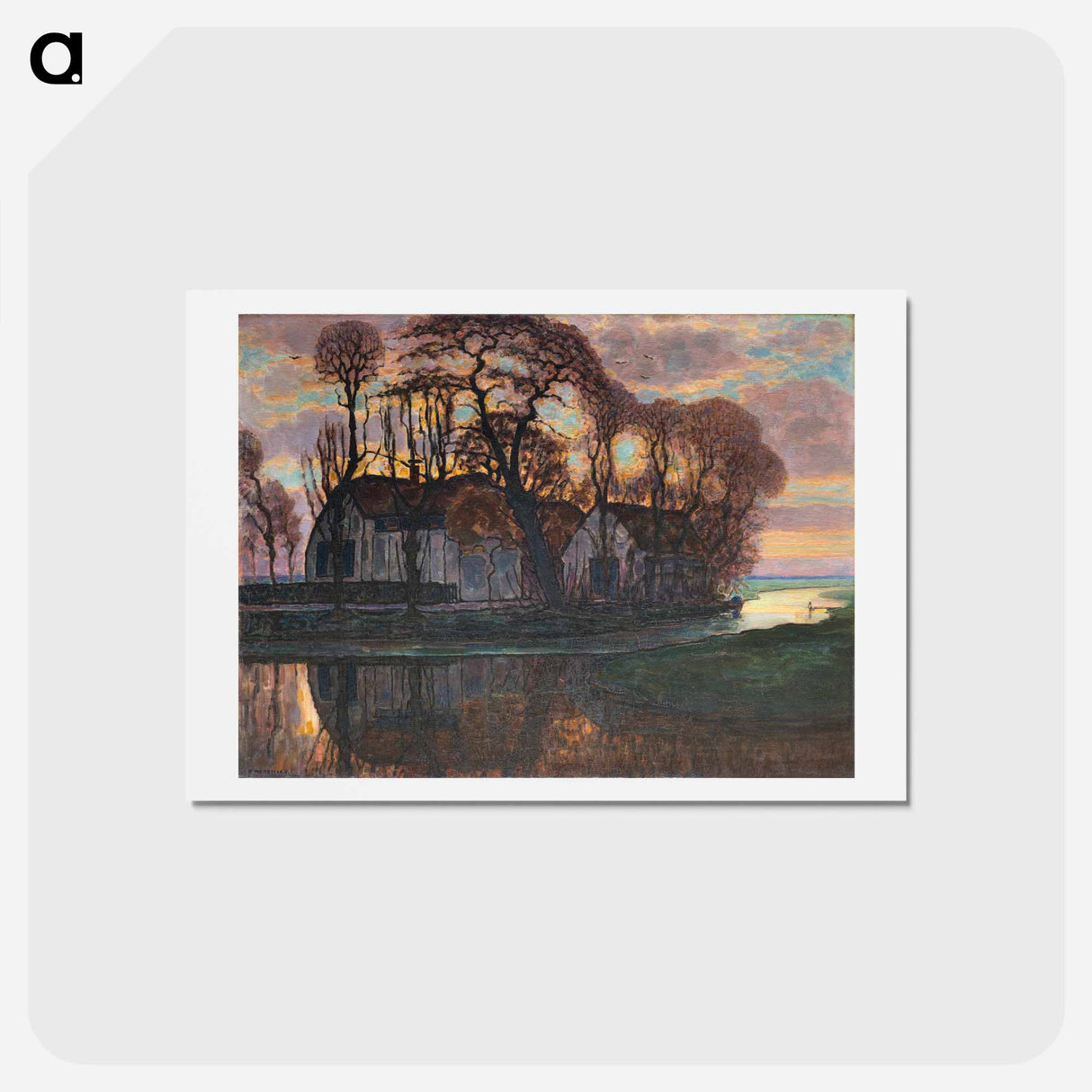 アートポストカード-Farm Near Duivendrecht, in the Evening - ピエト モンドリアン Postcard.
