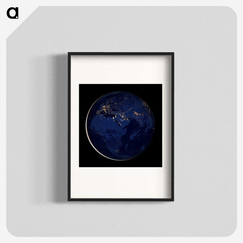 夜の半球図 - 地球 Poster.
