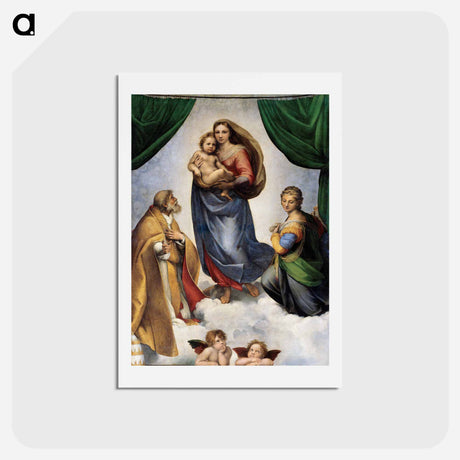 アートポストカード-The Sistine Madonna - ラファエロ サンティ Postcard.