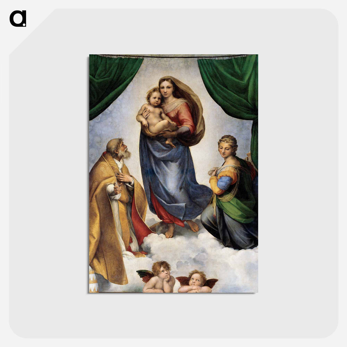 アートポストカード-The Sistine Madonna - ラファエロ サンティ Postcard.