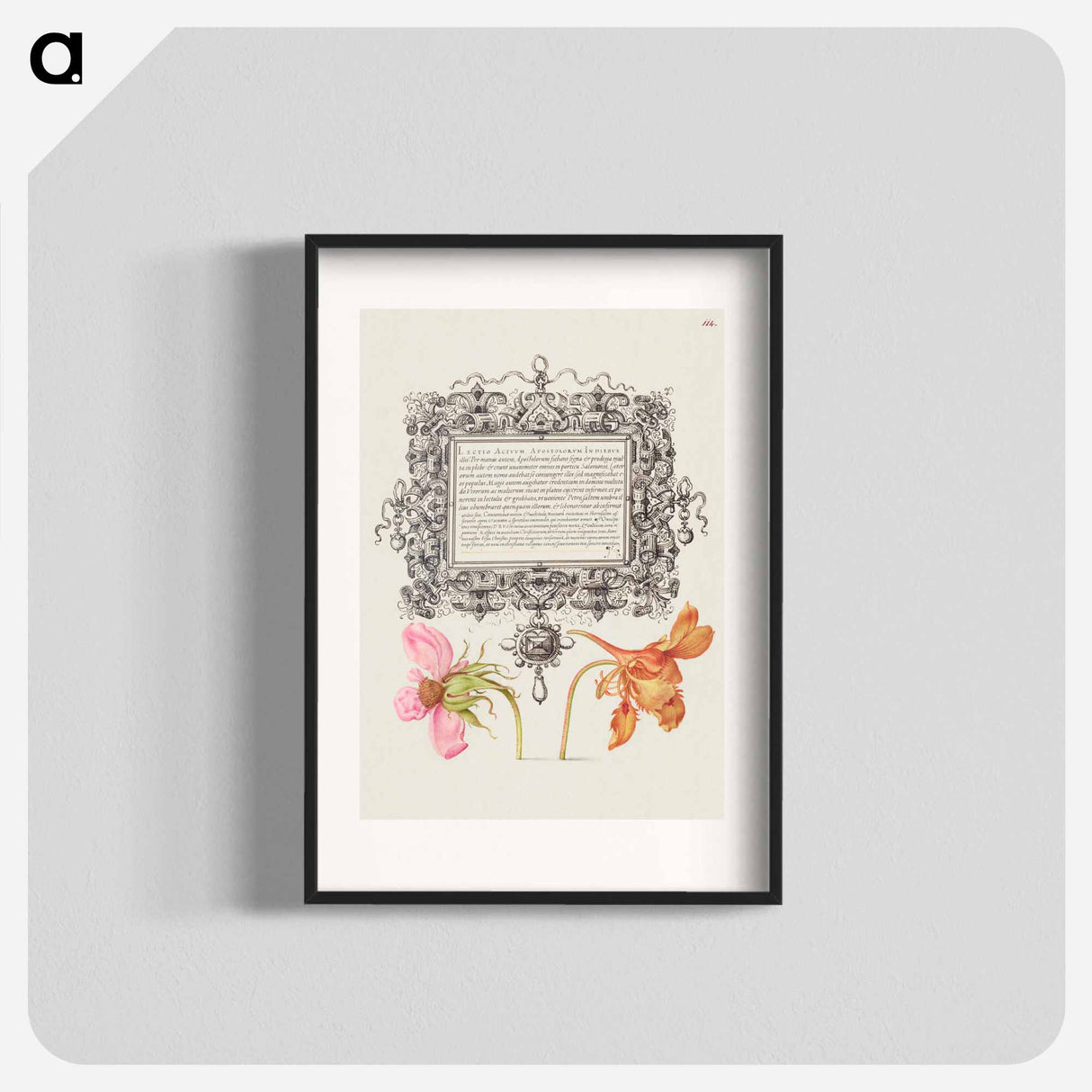 アートポスター-French Rose and Dwarf Nasturtium
 - 書道のお手本 Poster.