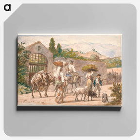 アートパネル-Peasants on their way to Rome - ヴィルヘルム マーストランド Canvas.