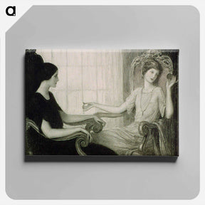アートパネル-Two women seated facing each other by Wladyslaw Theodore Benda - ウワディスワフ テオドール ベンダ Canvas.