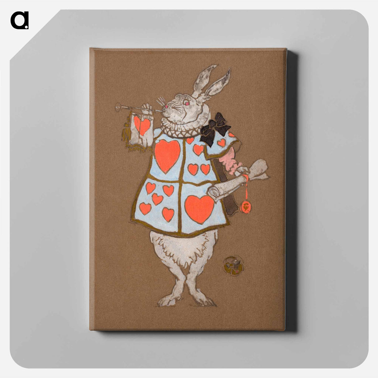 White Rabbit with Herald's Costume Design - Alice in Wonderland Canvas.
