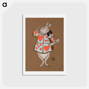 アートポストカード-White Rabbit with Herald's Costume Design - 不思議の国のアリス Postcard.