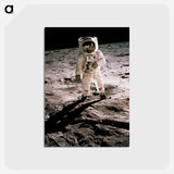 アートポストカード-Edwin Aldrin walking on the lunar surface - アポロ月面着陸 Postcard.