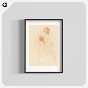 アートポスター-Naked women hugging, vintage nude illustration - オーギュスト ロダン Poster.