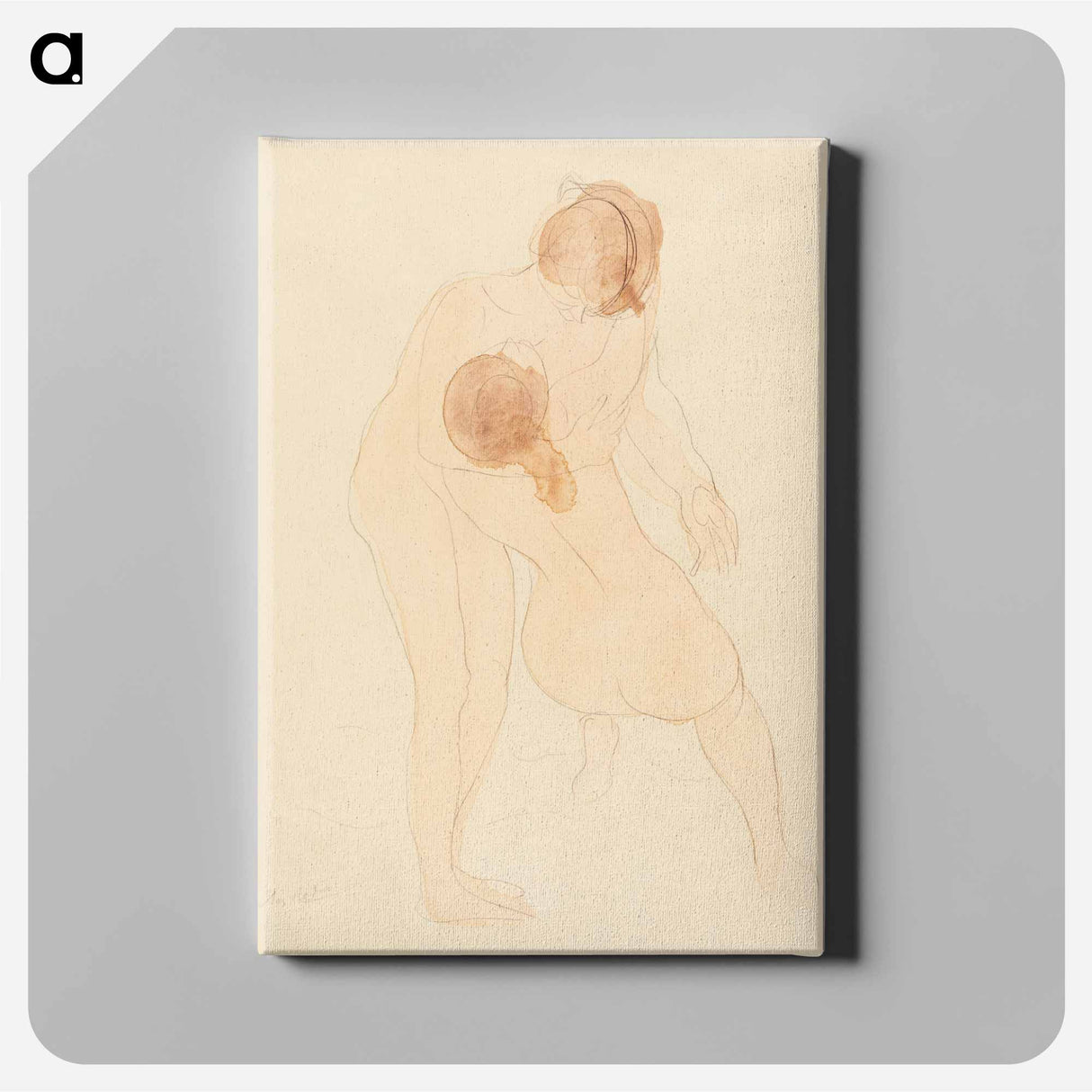 Naked women hugging, vintage nude illustration - オーギュスト ロダン Canvas.