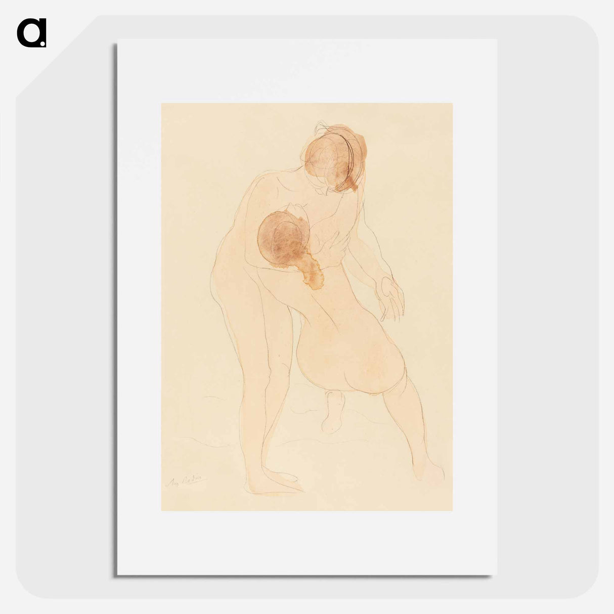 Naked women hugging, vintage nude illustration - Auguste Rodin Poster.