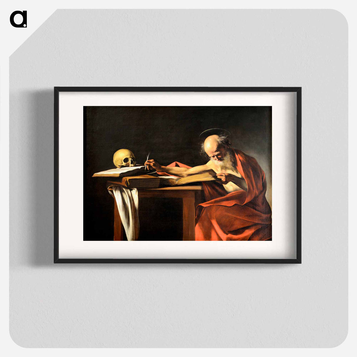 Caravaggio's Saint Jerome Writing - カラヴァッジョ Poster.