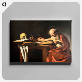 アートパネル-Caravaggio's Saint Jerome Writing - カラヴァッジョ Canvas.