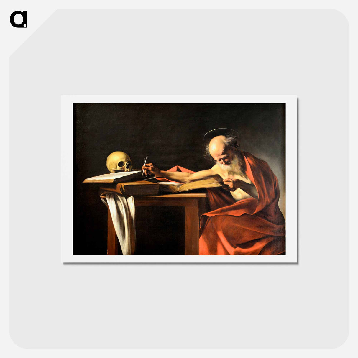 Caravaggio's Saint Jerome Writing - カラヴァッジョ Postcard.