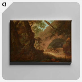 アートパネル-Wolves in the Forest in Front of a Cave - カスパー ダーヴィト フリードリヒ Canvas.