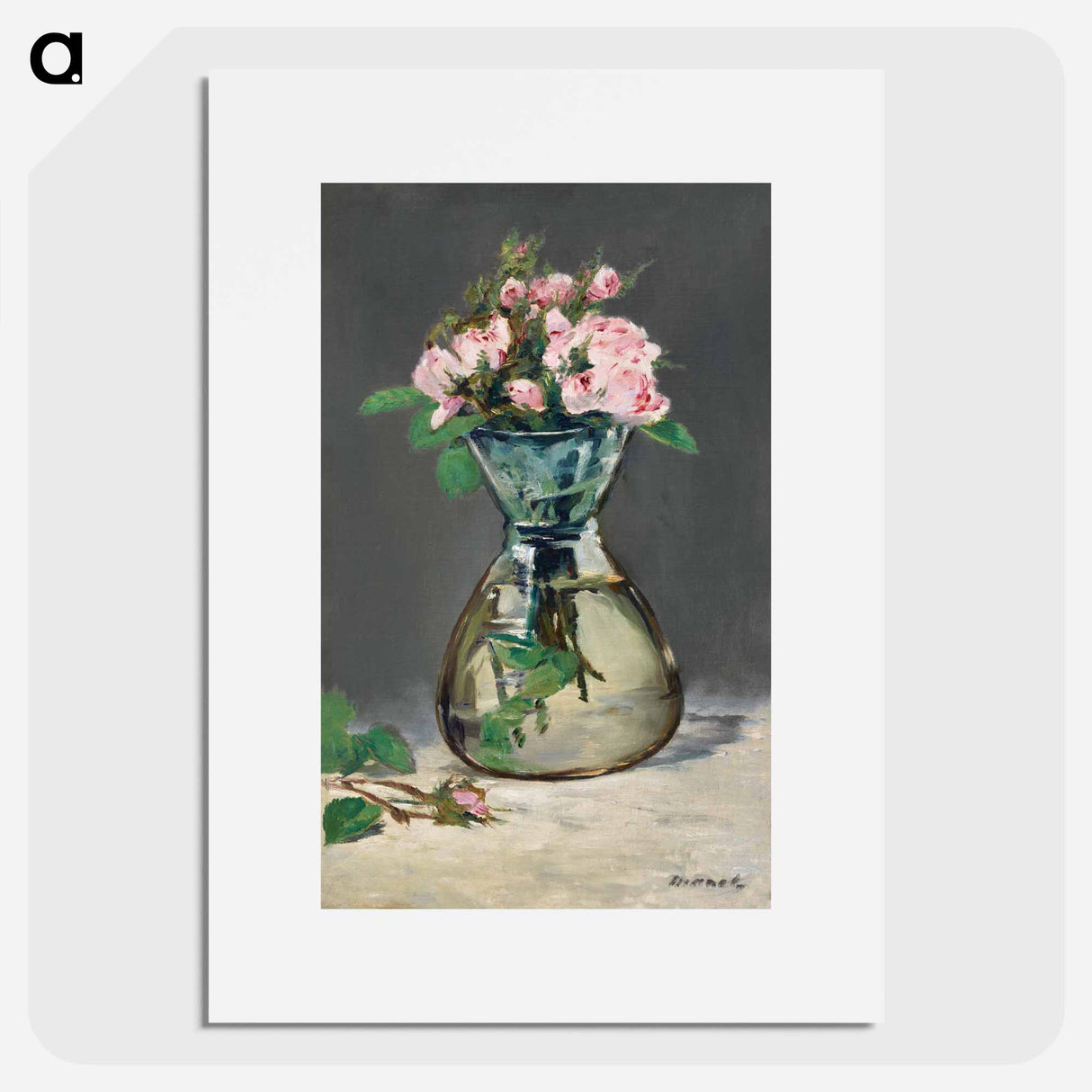 Moss Roses in a Vase - Édouard Manet Poster.