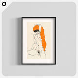 Vulgar naked woman. Standing Nude with Orange Drapery by Egon Schiele. - エゴン シーレ Poster.
