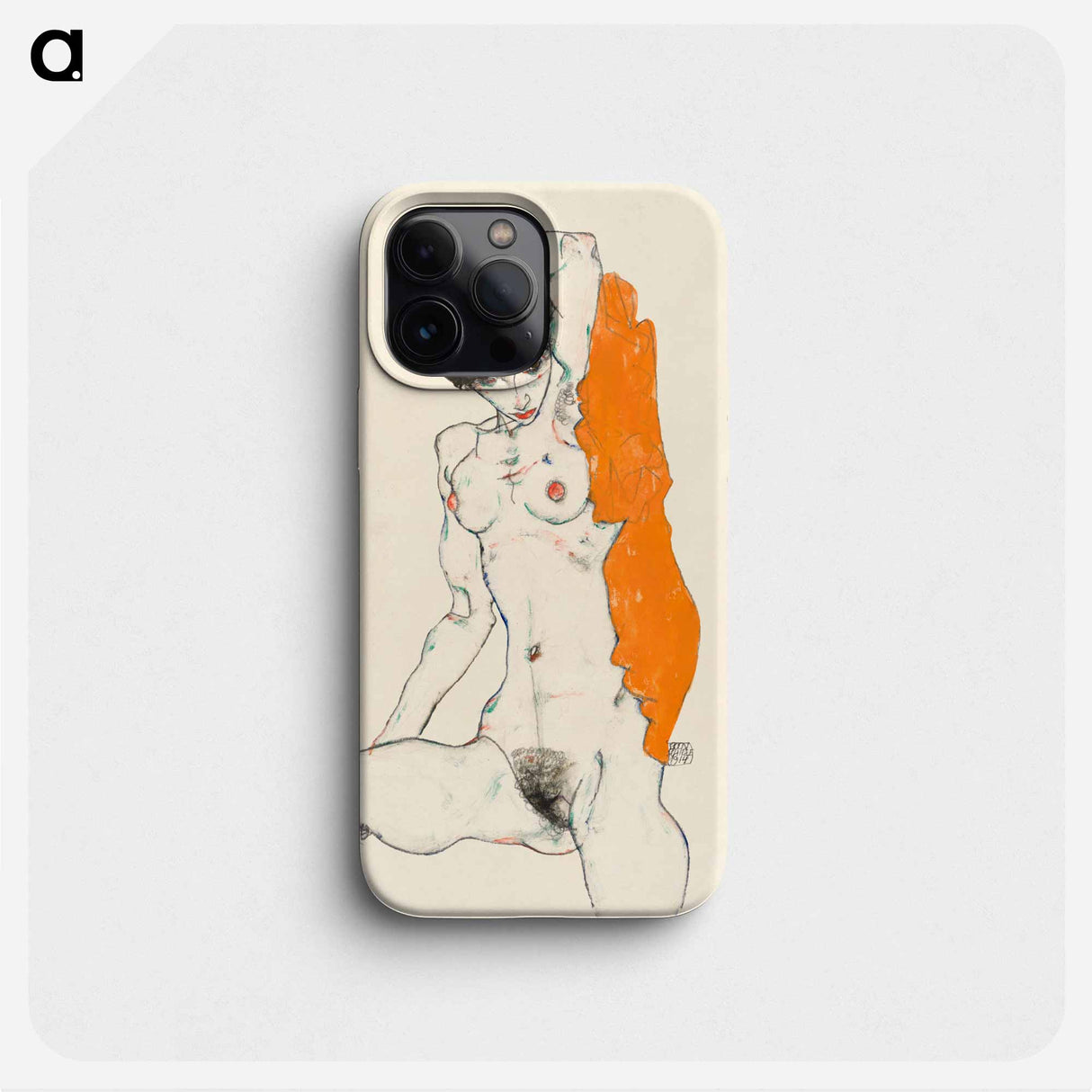 Vulgar naked woman. Standing Nude with Orange Drapery by Egon Schiele. - エゴン シーレ Phone Case.