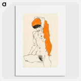 Vulgar naked woman. Standing Nude with Orange Drapery by Egon Schiele. - エゴン シーレ Poster.