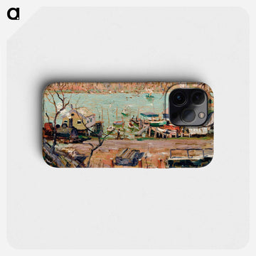 River Scene–Boats and Houses - アーネスト ローソン Phone Case.