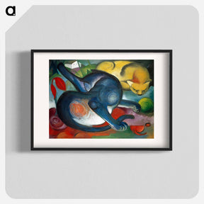 アートポスター-Two cats, blue and yellow - フランツ マルク Poster.