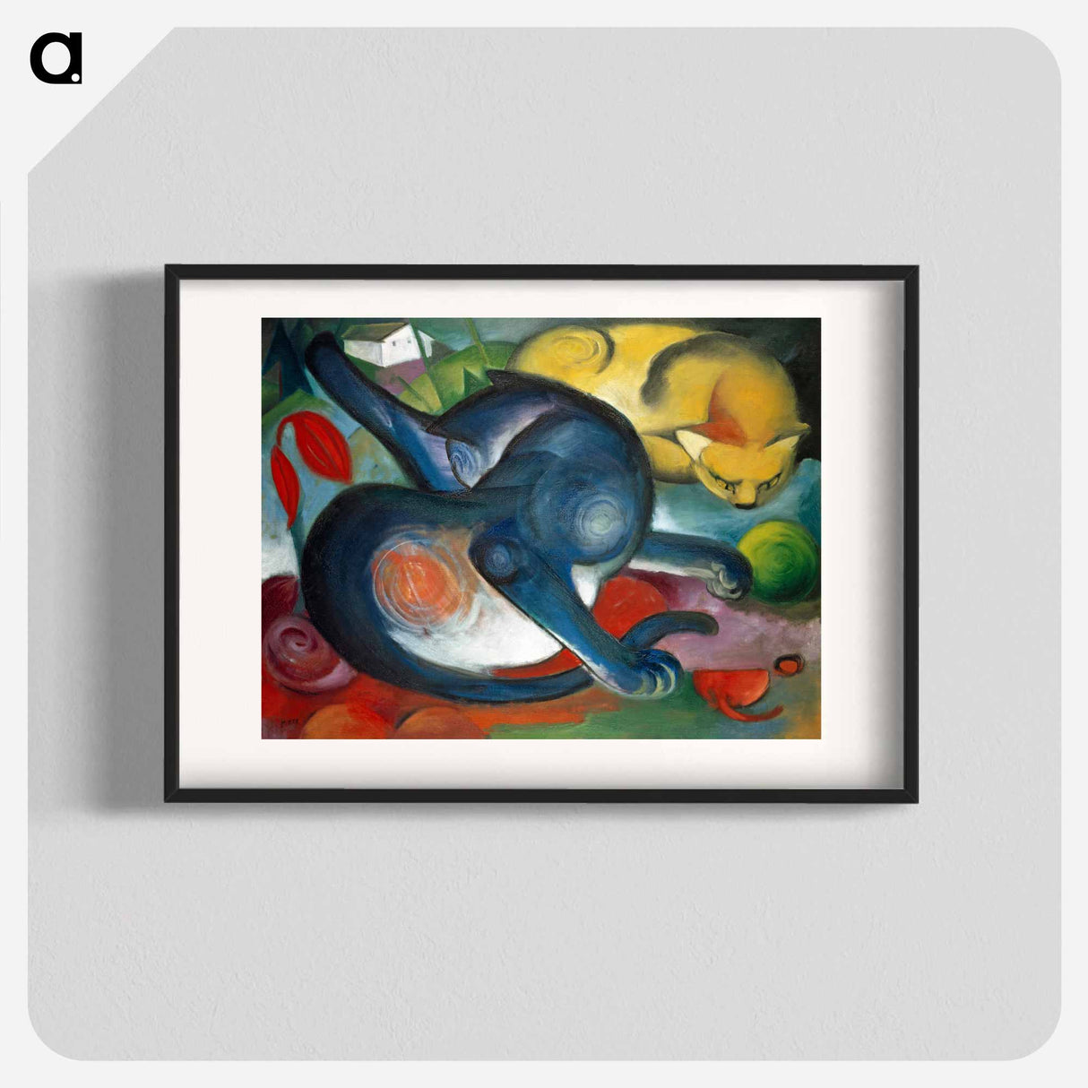 Two cats, blue and yellow - Franz Marc Poster.