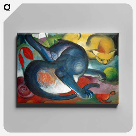 アートパネル-Two cats, blue and yellow - フランツ マルク Canvas.