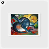 アートポストカード-Two cats, blue and yellow - フランツ マルク Postcard.