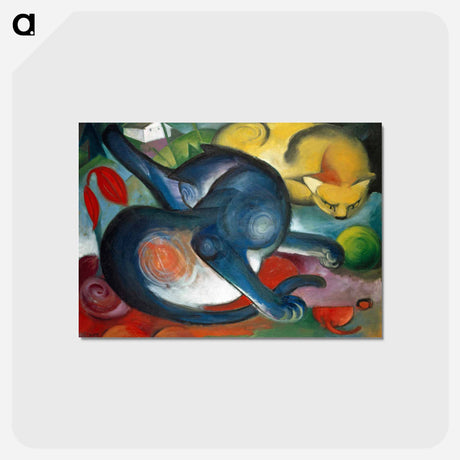 アートポストカード-Two cats, blue and yellow - フランツ マルク Postcard.