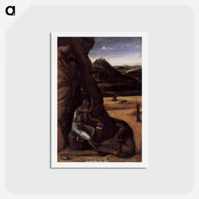 アートポストカード-St. Jerome in the Wilderness - ジョヴァンニ ベッリーニ Postcard.