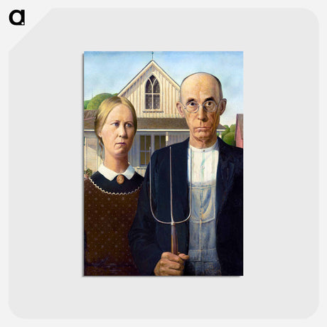 アートポストカード-American Gothic - グラント ウッド Postcard.