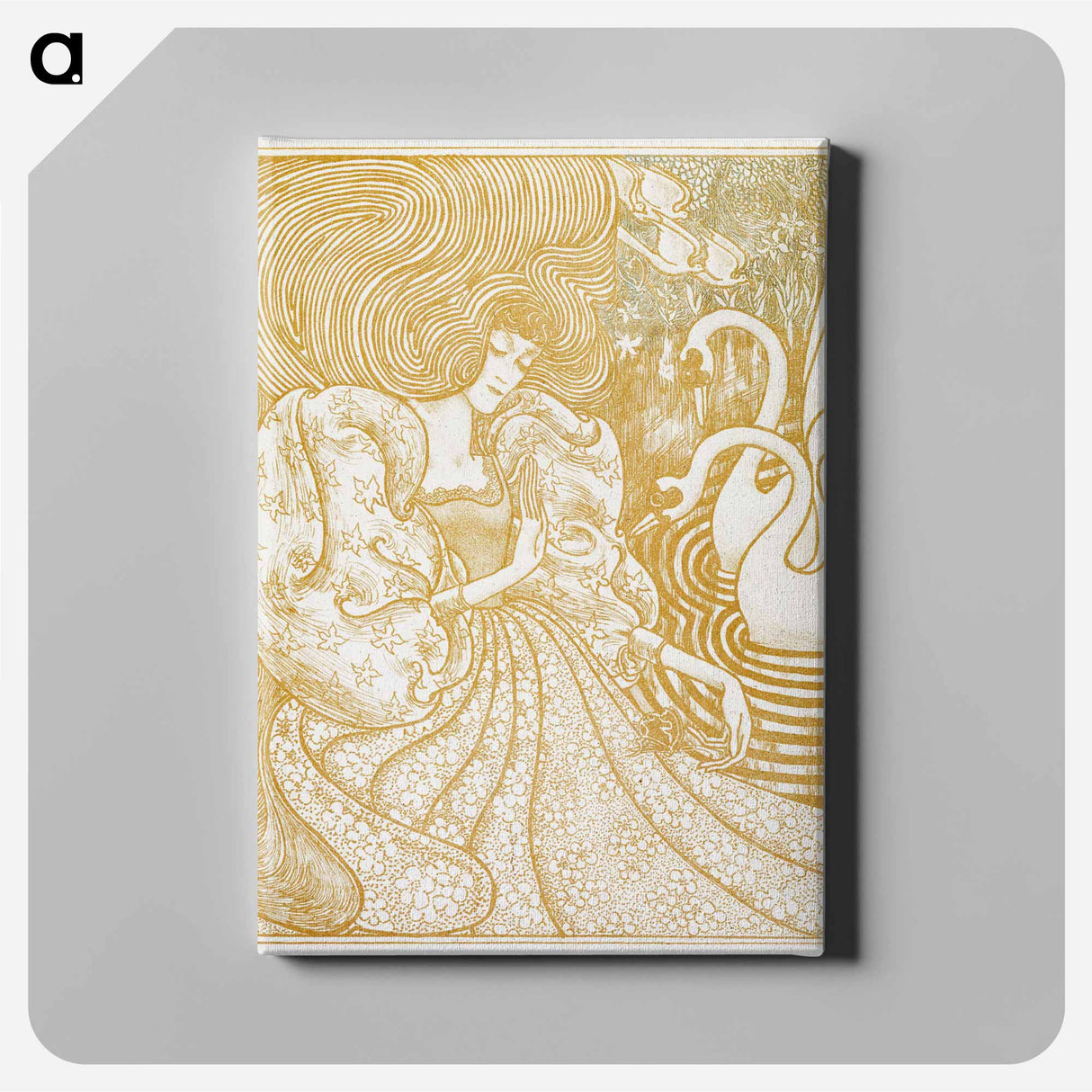 Woman with a Butterfly at a Pond with Two Swans - Jan Toorop Canvas.