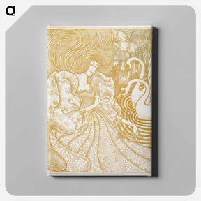アートパネル-Woman with a Butterfly at a Pond with Two Swans - ヤン・トゥーロップ Canvas.