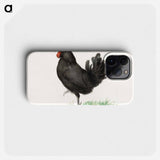 Standing black chicken drawing in high resolution by Jean Bernard. - Jean Bernard Phone Case.