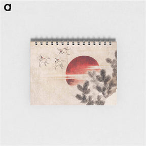 アートメモ帳-Katsushika Hokusai's birds and sunset - 葛飾 北斎 Memo.
