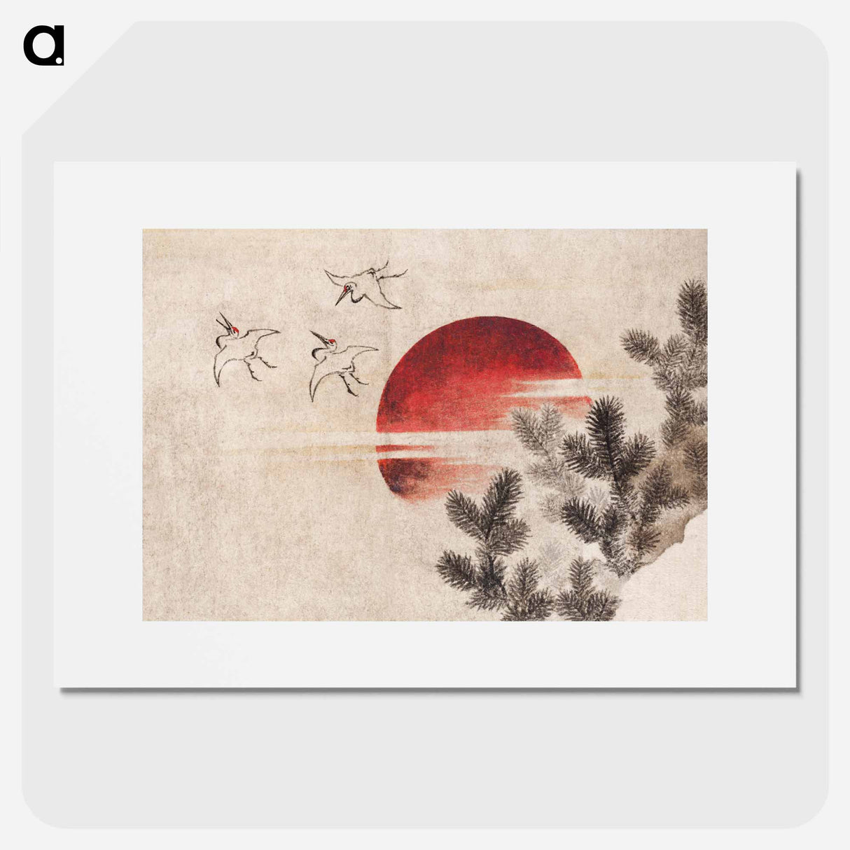 Katsushika Hokusai's birds and sunset - Katsushika Hokusai Poster.