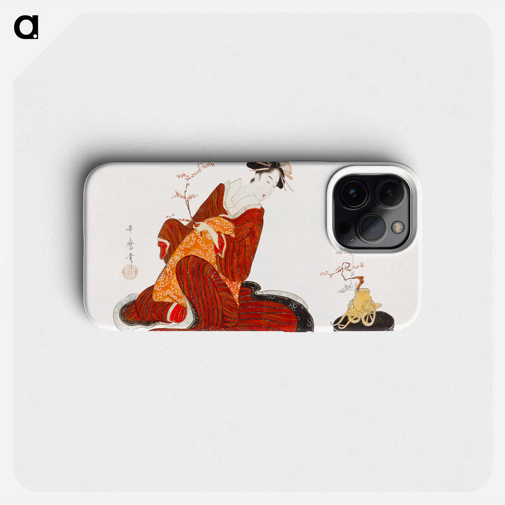 Japanese woman making a flower arrangement - 喜多川 歌麿 Phone Case.