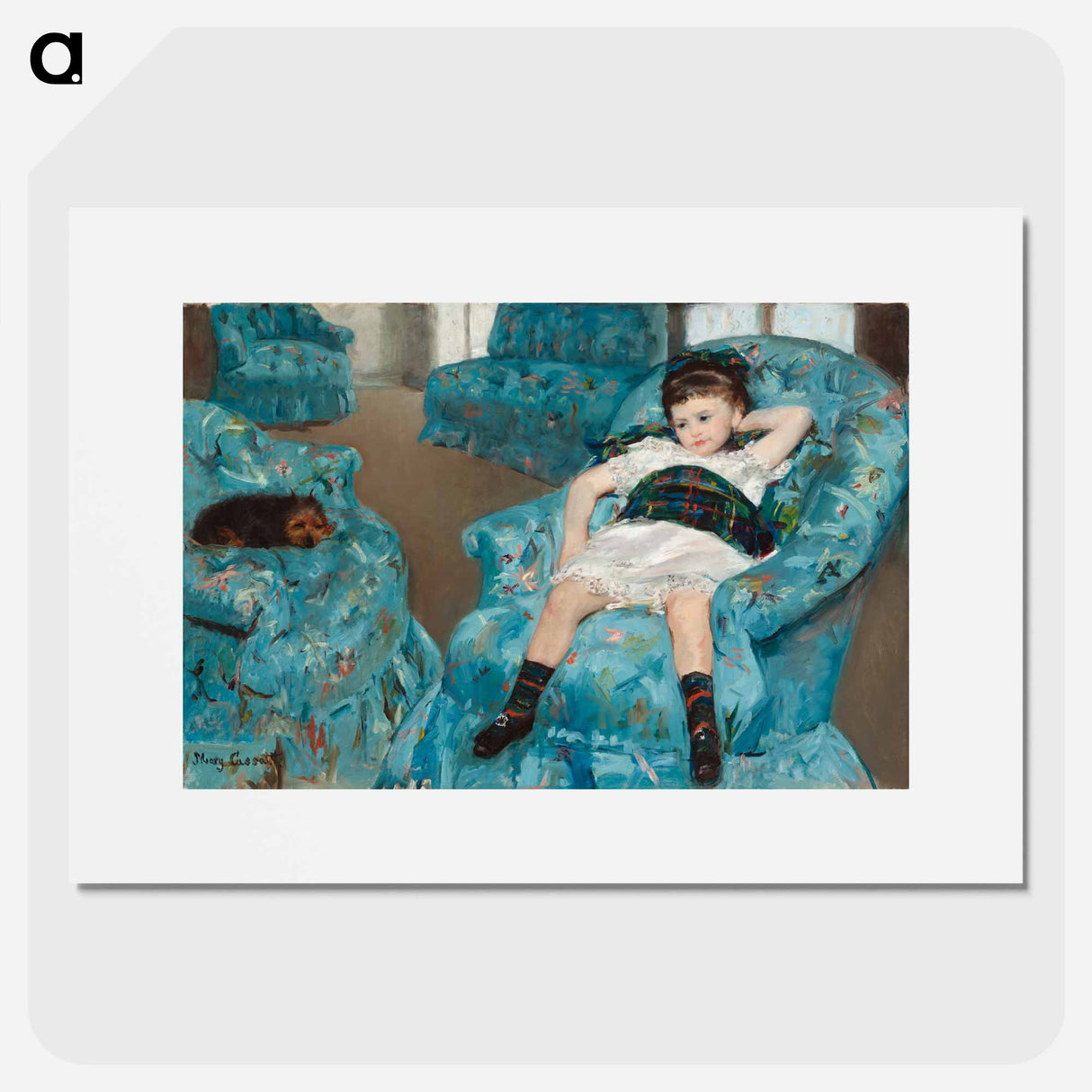 Little Girl in a Blue Armchair - メアリー カサット Poster.