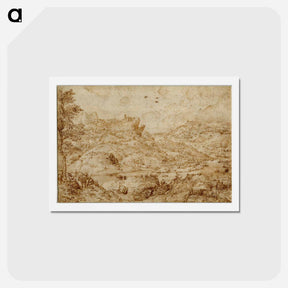 アートポストカード-Mountain landscape with a river - ピーター ブリューゲル Postcard.