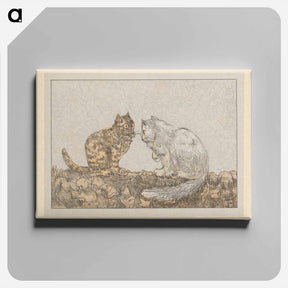 アートパネル-Twee katten op een muur - テオ ヴァン ホイテマ Canvas.