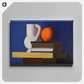 アートパネル-Arrangement with white jug, orange and book - ヴィルヘルム ルンドストローム Canvas.