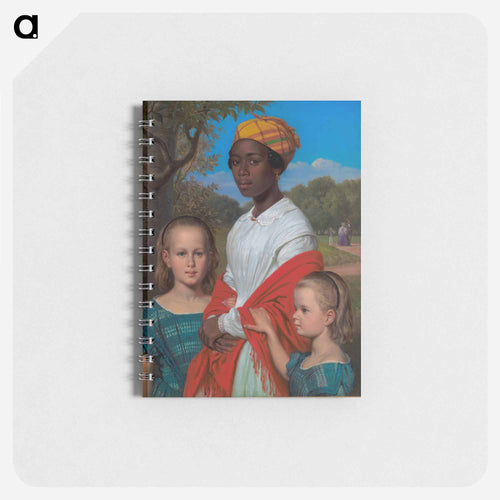 Portrait of Otto Marstrand's two daughters and their West-Indian nanny, Justina Antoine, in the Frederiksberg Gardens near Copenhagen - Wilhelm Marstrand Memo.