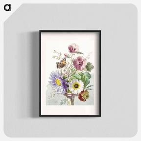 アートポスター-Bouquet of Flowers with a Butterfly - ウィレム ヴァン リーン Poster.