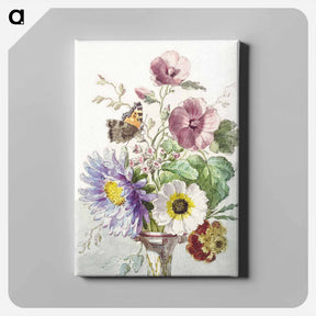 アートパネル-Bouquet of Flowers with a Butterfly - ウィレム ヴァン リーン Canvas.