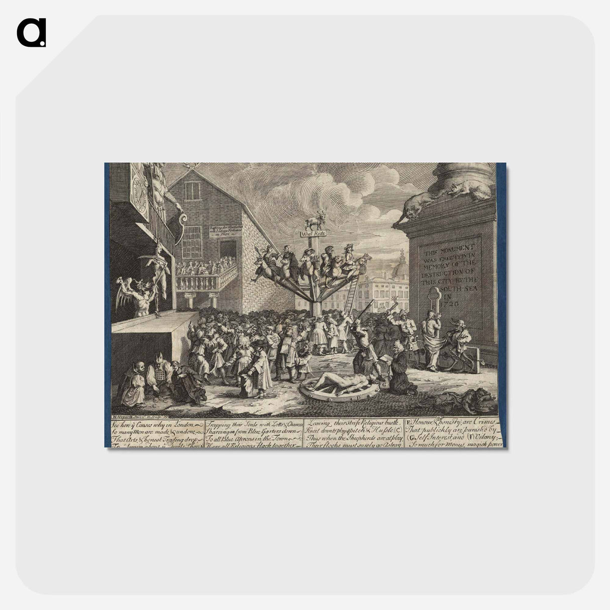 アートポストカード-Emblematical print of the South Sea Scheme - ウィリアム ホガース Postcard.
