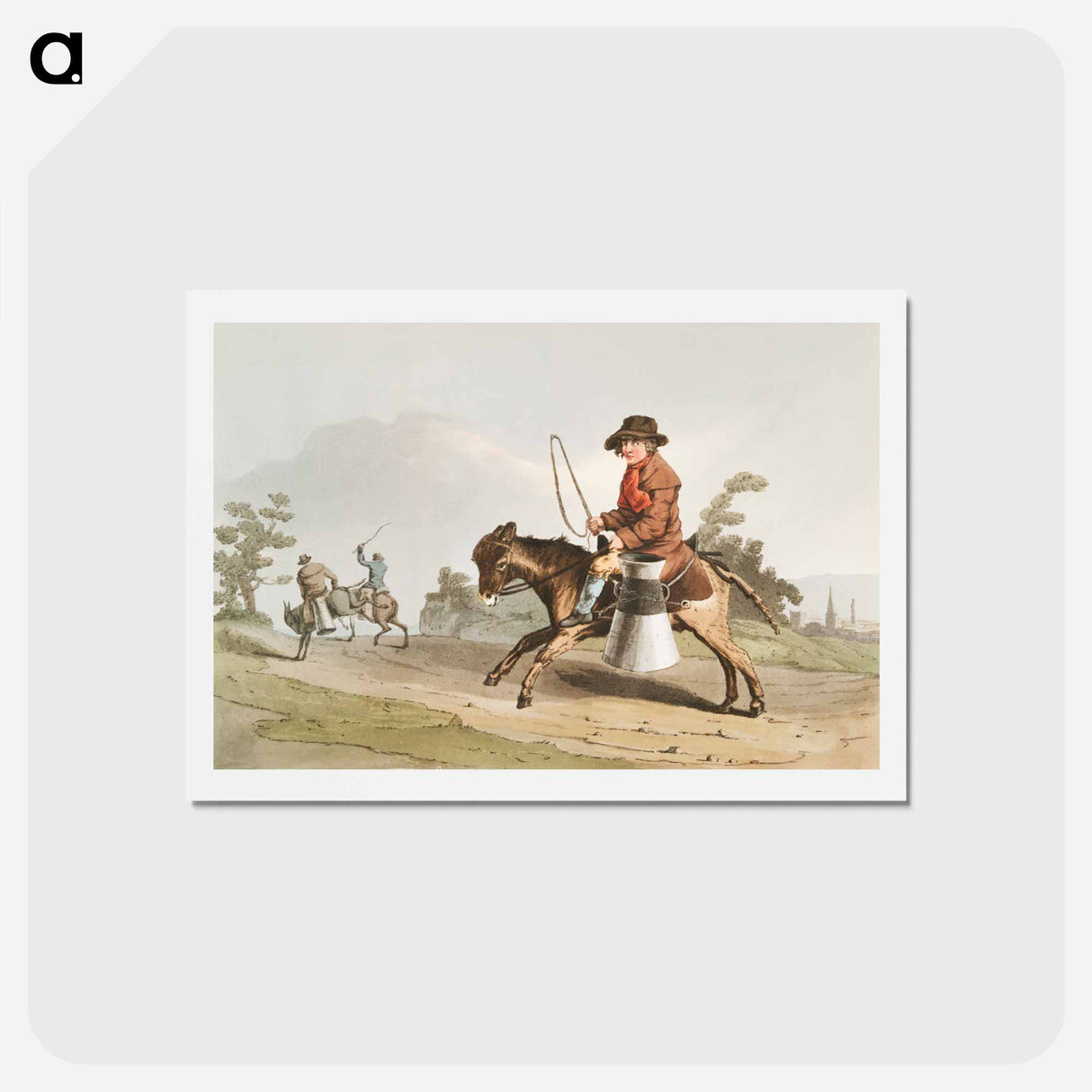 Illustration of the milk boy from The Costume of Yorkshire - 19世紀のヨークシャー Postcard.