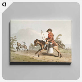 アートパネル-Illustration of the milk boy from The Costume of Yorkshire - 19世紀のヨークシャー Canvas.