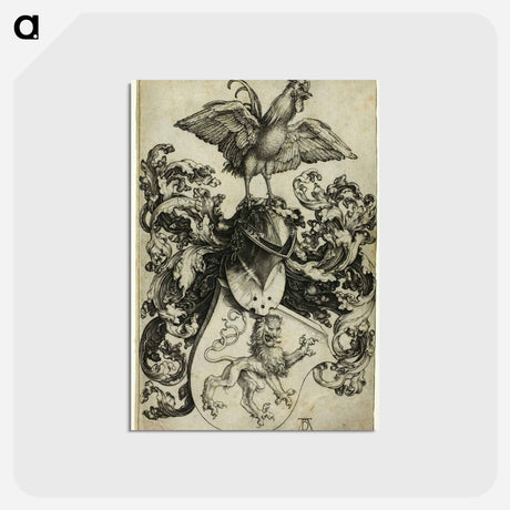 アートポストカード-Coat of Arms with Lion and Rooster - アルブレヒト デューラー Postcard.