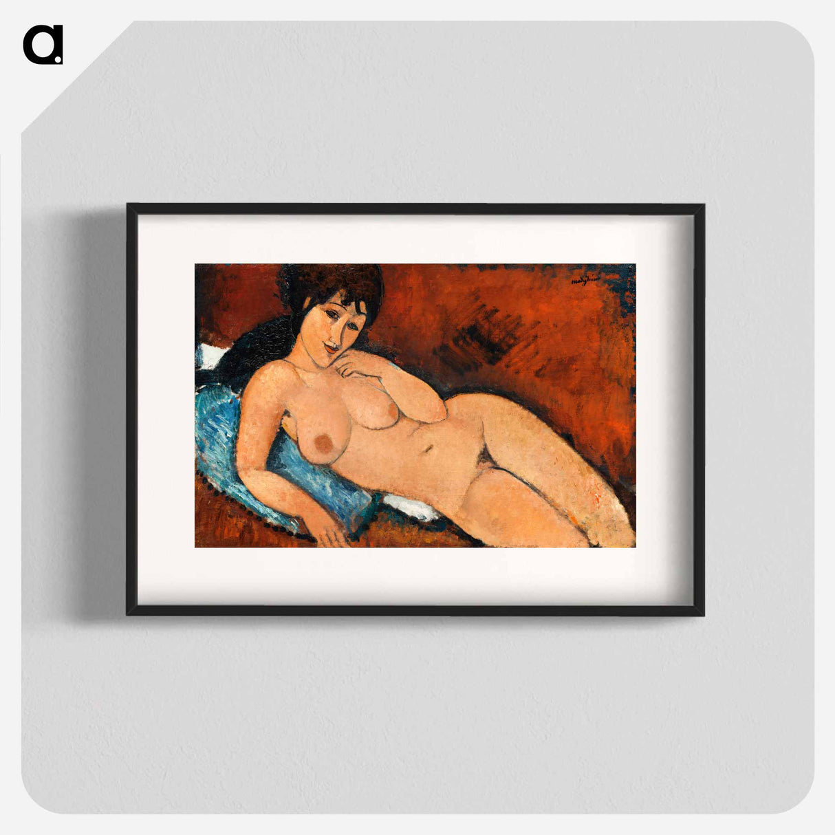 Nude on a Blue Cushion - アメデオ モディリアーニ Poster.