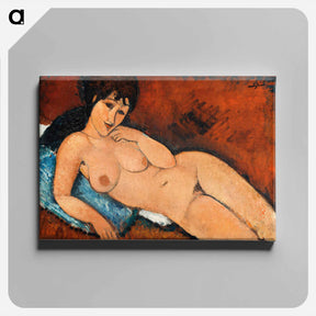 アートパネル-Nude on a Blue Cushion - アメデオ モディリアーニ Canvas.