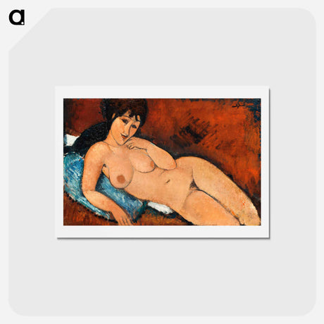 アートポストカード-Nude on a Blue Cushion - アメデオ モディリアーニ Postcard.